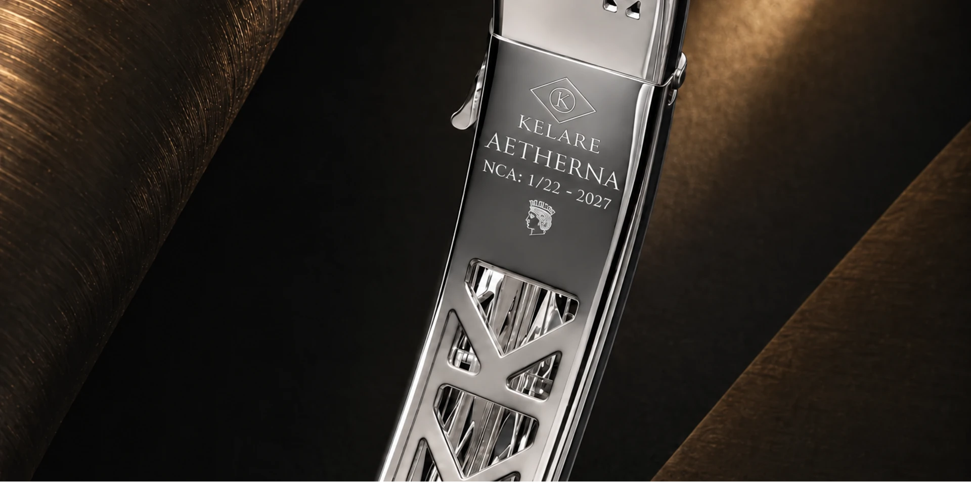 AETHERNA white gold interior with KELARE signatures and NCA 1/22 – 2027 engraving
