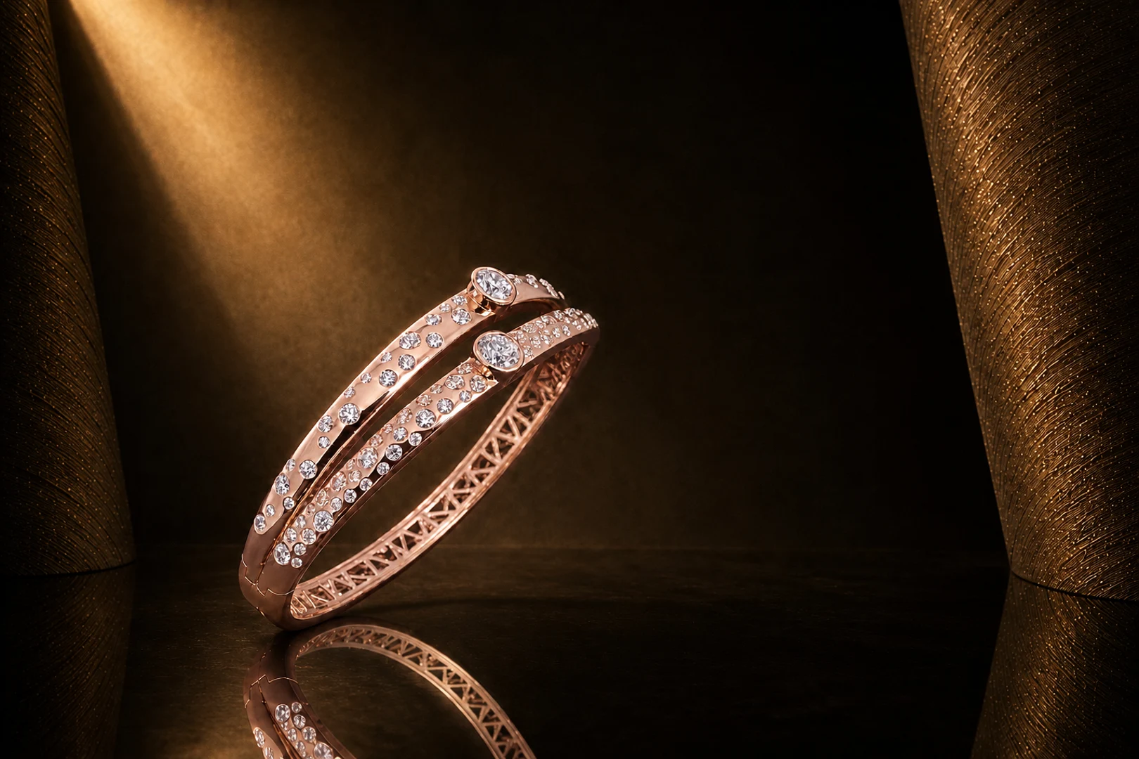 AUBE rose gold in three-quarter view