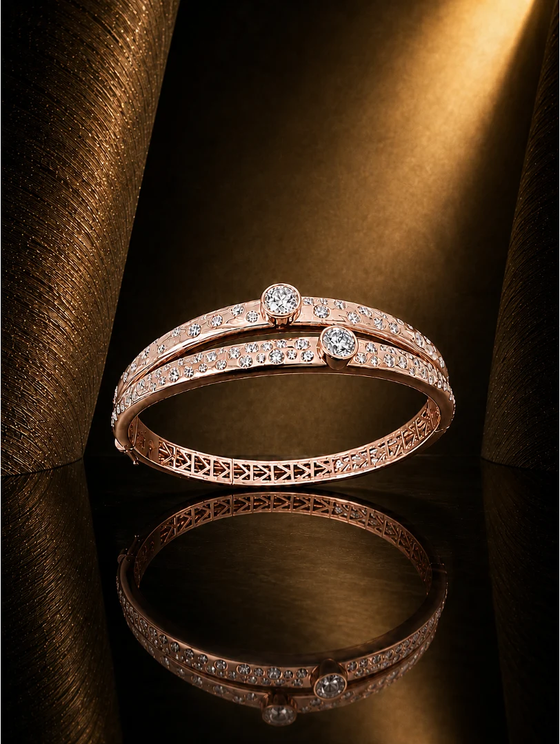 AUBE bracelet in rose gold, frontal view