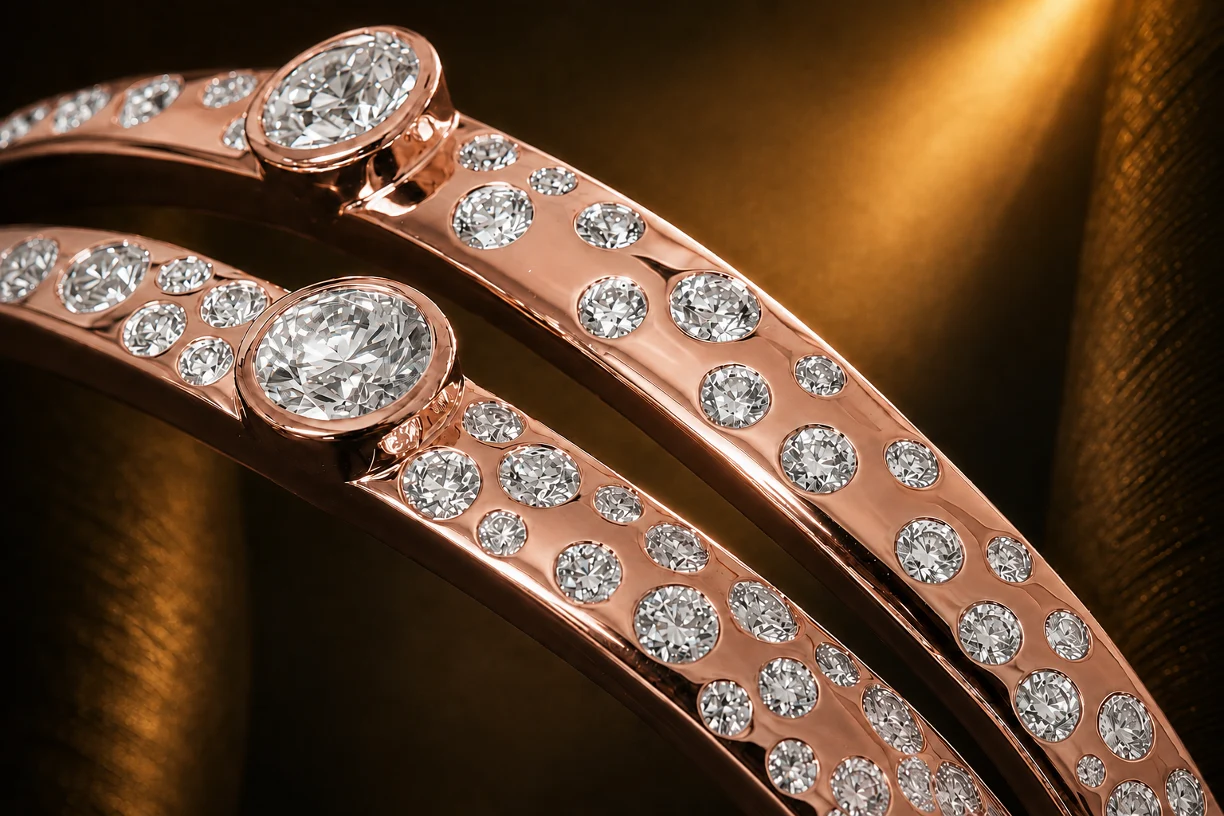 AUBE rose gold graduated pavé close-up