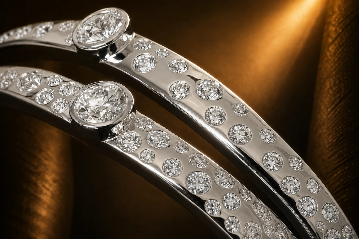 AUBE white gold graduated pavé close-up