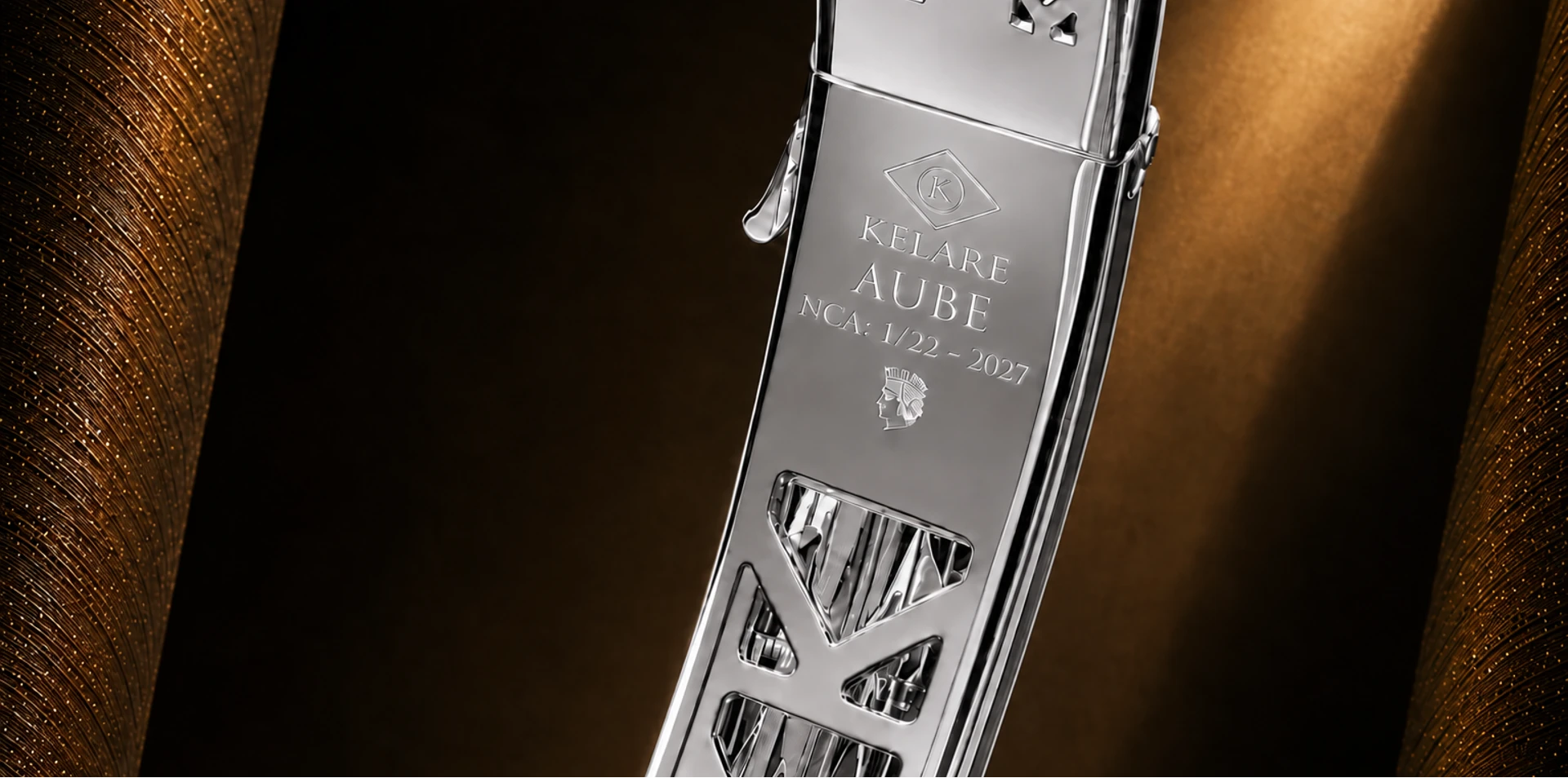 AUBE white gold interior engravings, K frieze and annual numbering