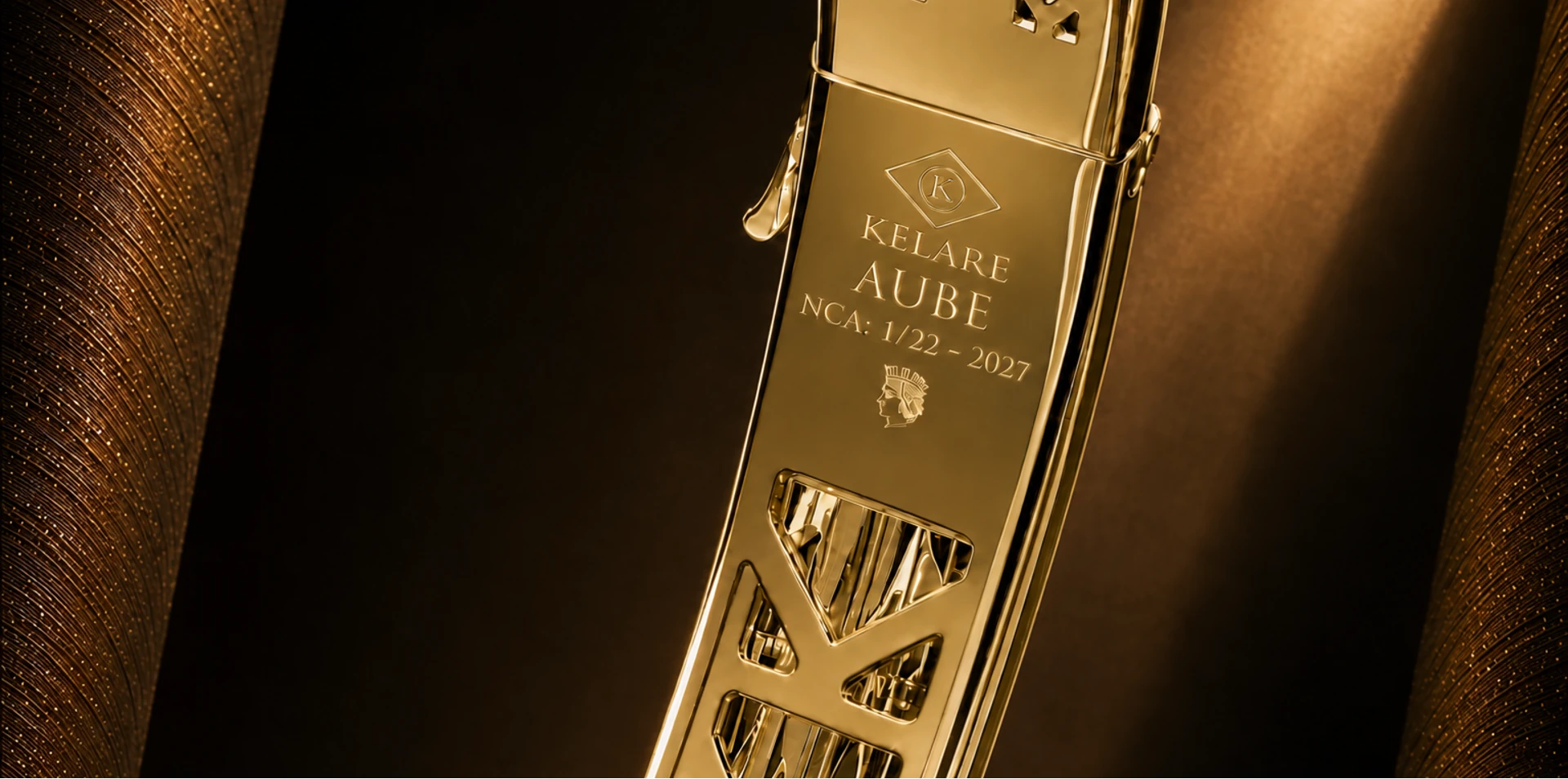 AUBE yellow gold interior engravings, K frieze and annual numbering