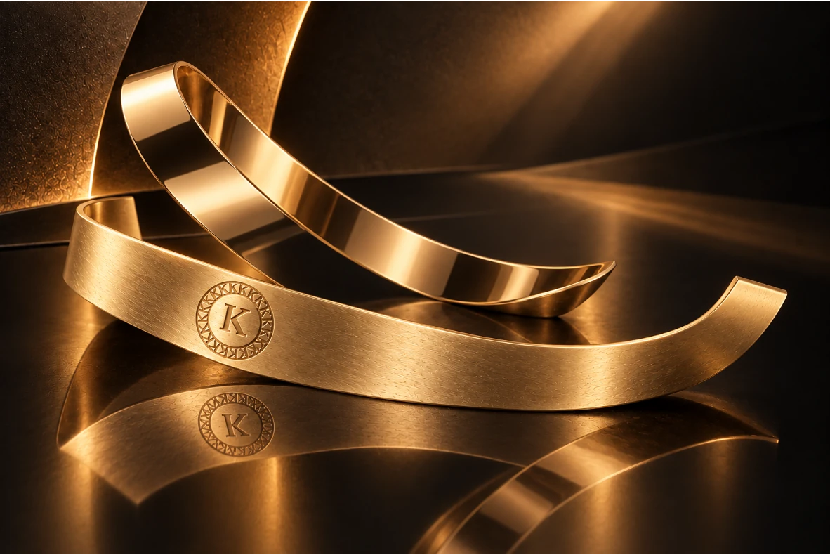 Yellow gold ribbons bearing the KELARE seal